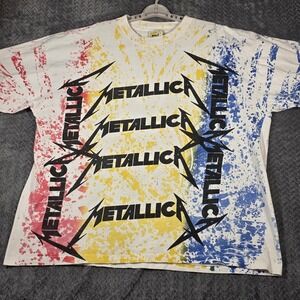 Metallica Style Graphic T Shirt Men's XL White Single Stitch Distressed